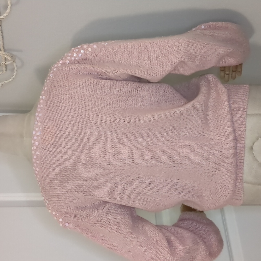 Vintage 80s Relin of San Francisco Pink Silk Sweater Sequin Boat Neck SZ M - Picture 10 of 12